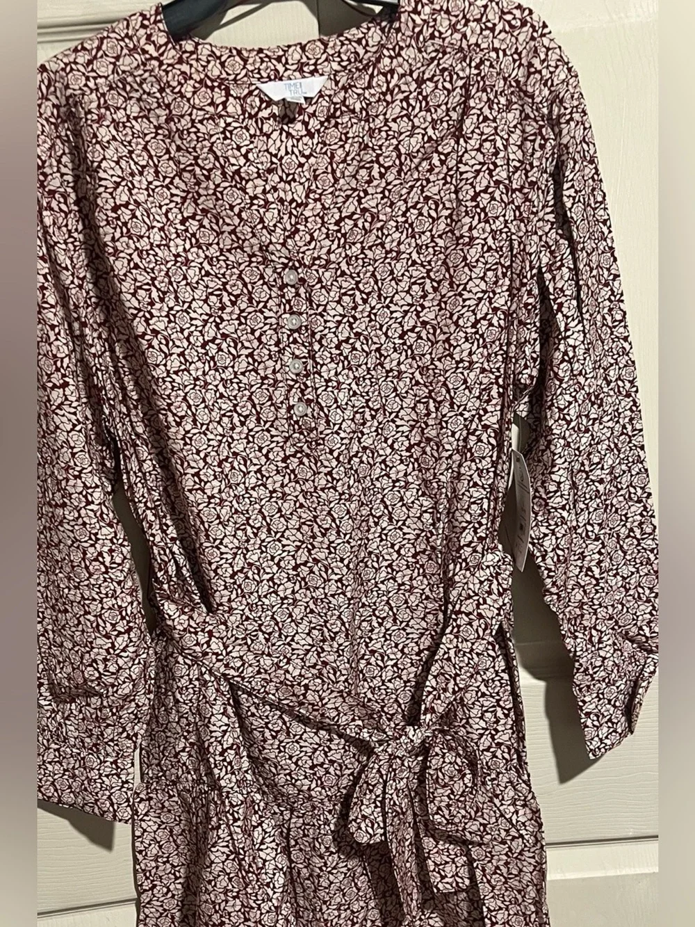 Time & Tru Lightweight Long Sleeve Relaxed Fit Mini Summer Dress Size Large NWT